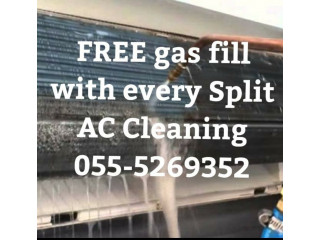 Low cost ac services 055-5269352 ajman dubai uaq clean split repair gas
