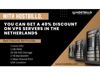 With Hostbillo, you can get a 40% discount on VPS servers in the Netherlands