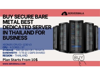 Buy Secure Bare Metal Best Dedicated Server In Thailand for Business