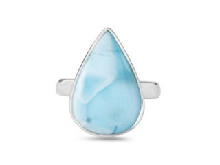 925 Single Piece Sterling Silver Larimar Gemstone Ring Top Quality