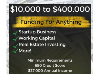 Up to 400K of Personal Funding!  Additional Loan Programs Inside!