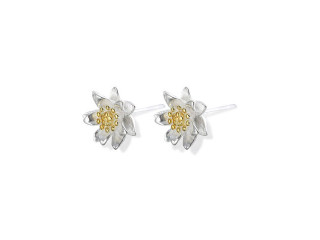 925 Silver Lotus Flower Earrings