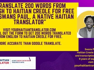 Free Haitian Creole Translation (Translate up to 200 words from English to Haitian Creole)