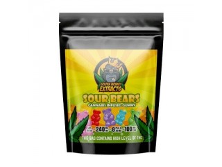 Golden Monkey Sour Bears 240mg THC + 100mg CBD Gummies