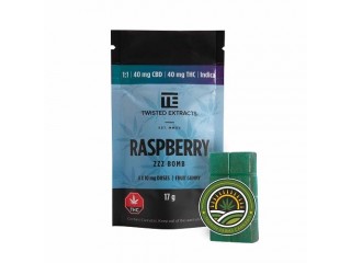 TWISTED EXTRACTS  RASPBERRY ZZZ BOMBS  40MG THC & 40MG CBD INDICA